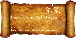 Harkányi Nikoletta névjegykártya